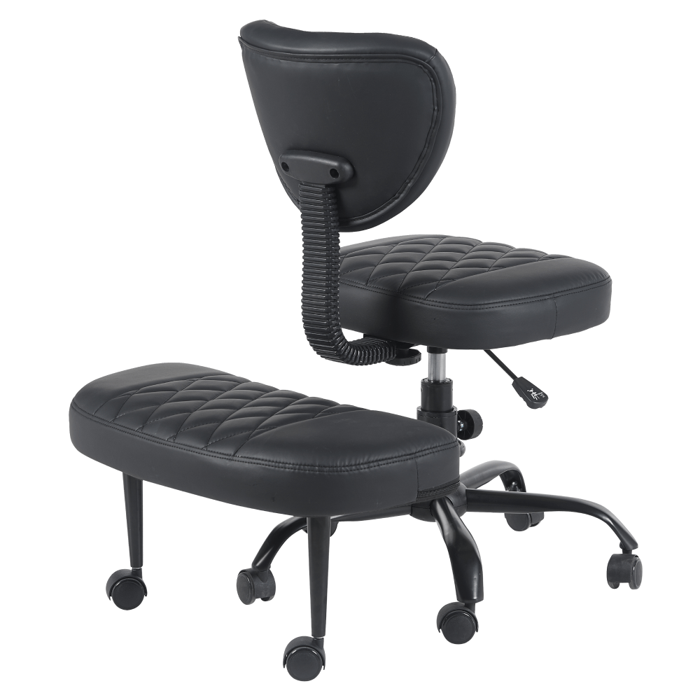 Scaun de ingenuncheat ergonomic, piele ecologica negru/negru, SAMER — imaginea 10