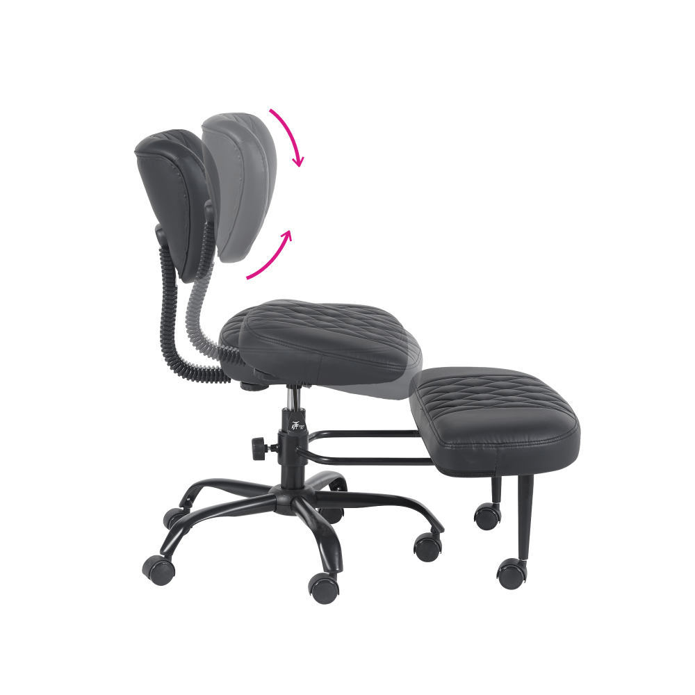 Scaun de ingenuncheat ergonomic, piele ecologica negru/negru, SAMER — imaginea 11