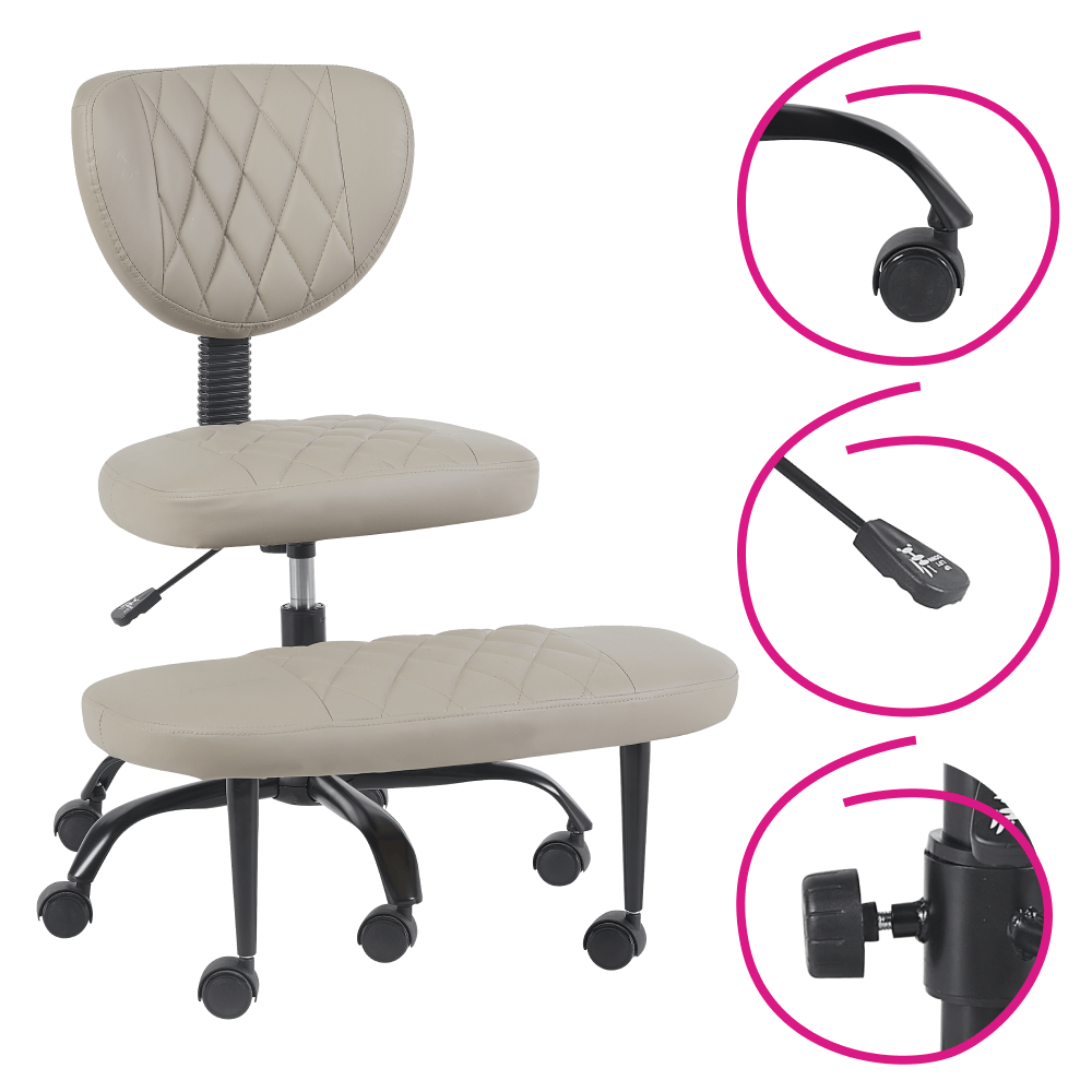 Scaun de ingenuncheat ergonomic, gri-maro Taupe piele ecologica/negru, SAMER — imaginea 13