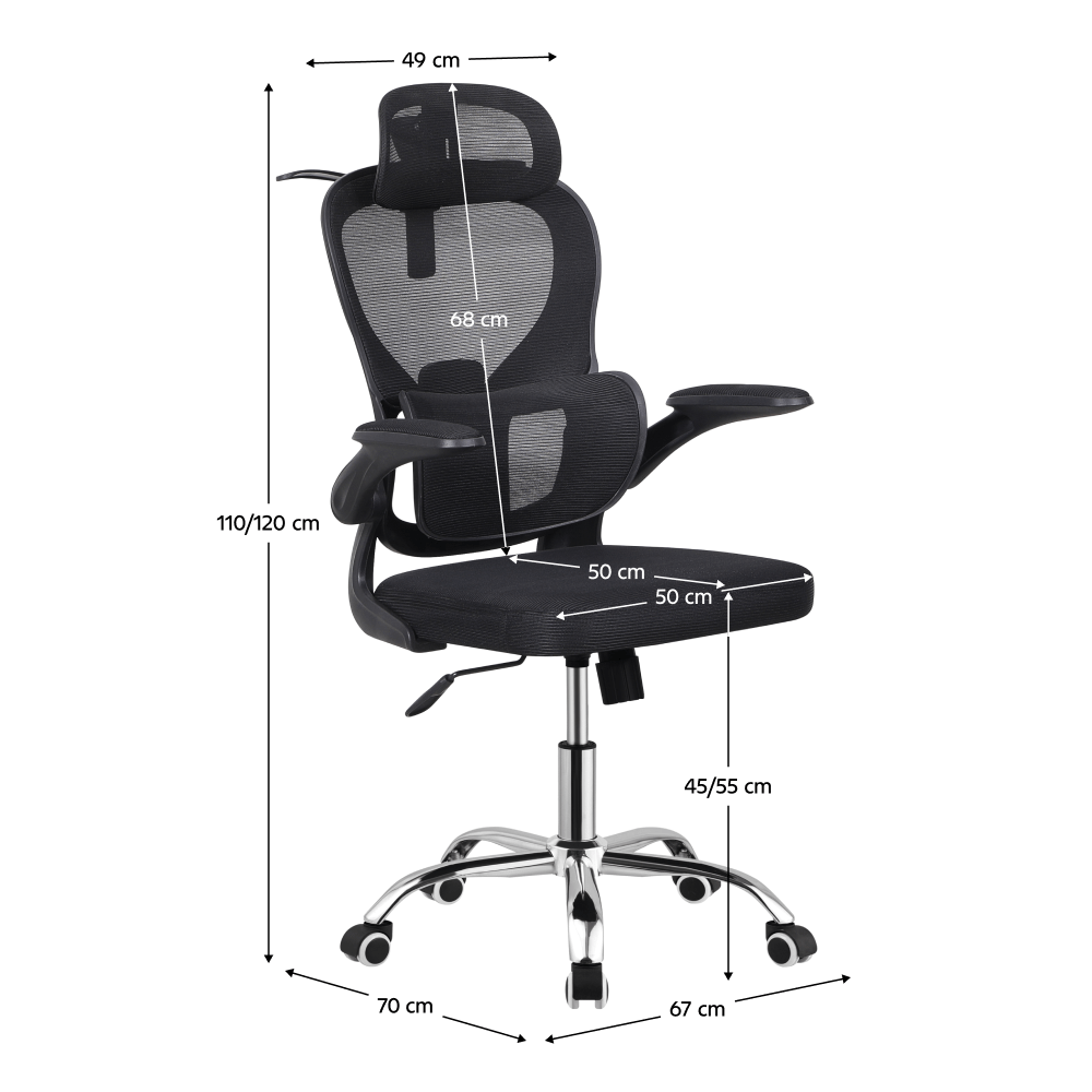 Fotoliu de birou, negru/crom, portanta 150 kg, GILON — imaginea 11