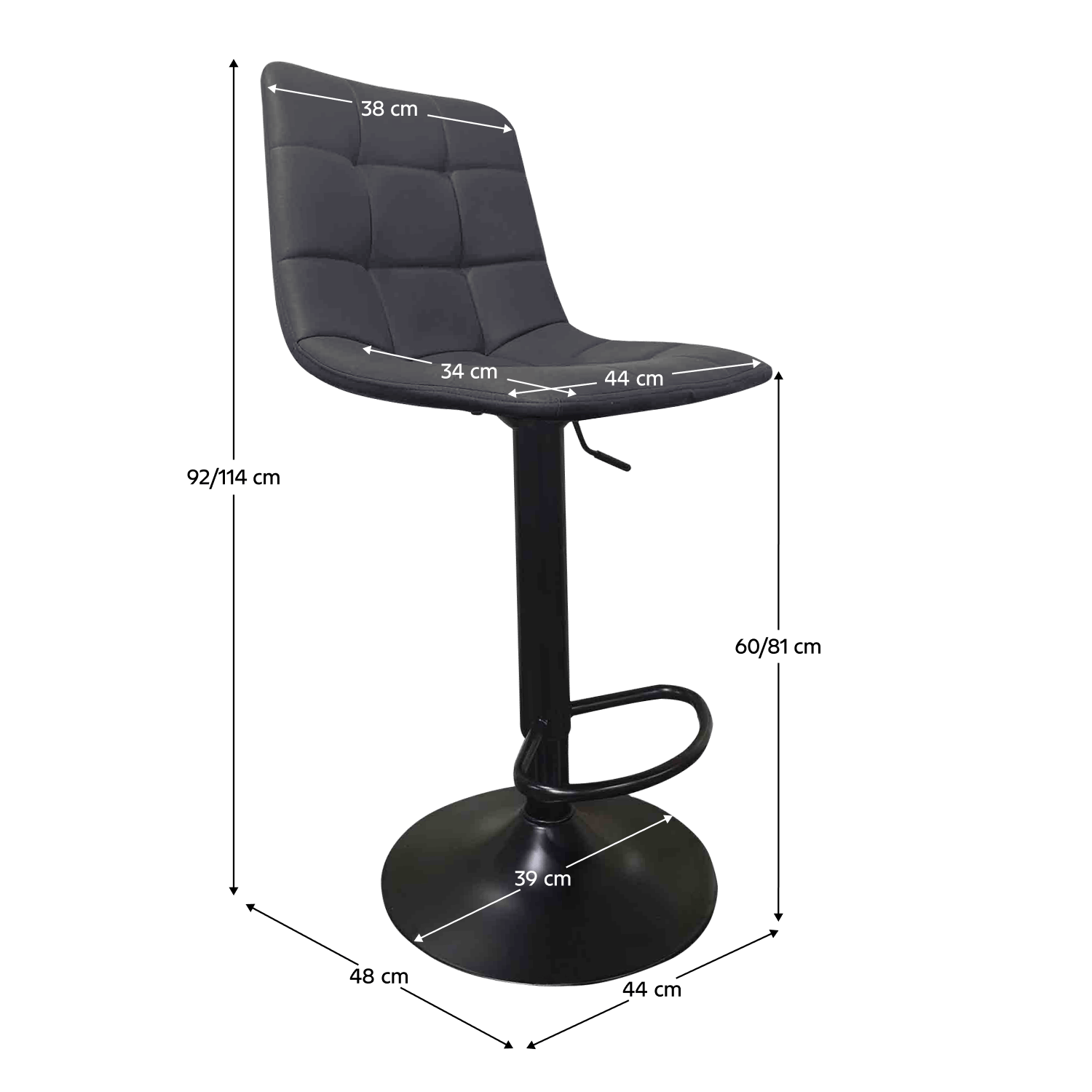 Scaun de bar, gri/negru, LAHELA NEW — imaginea 7