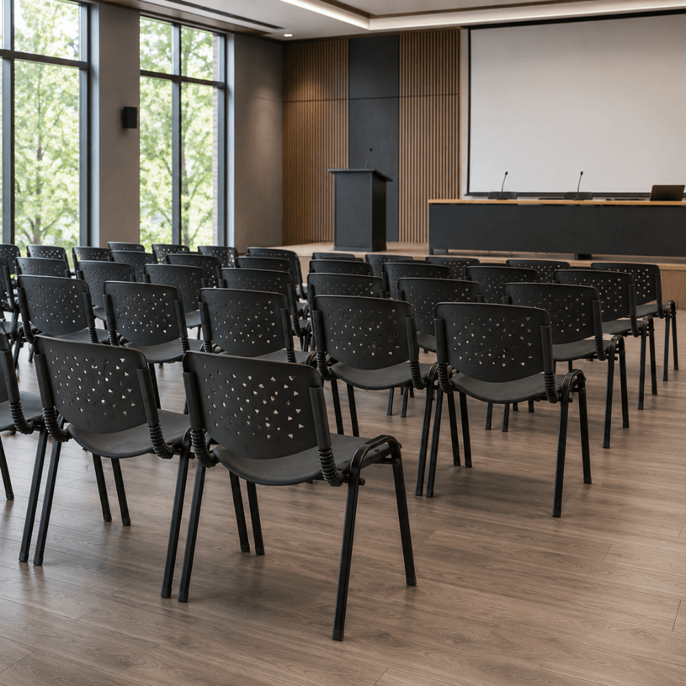 Scaun de conferinte, stivuibil, negru, EFISIO — imaginea 2