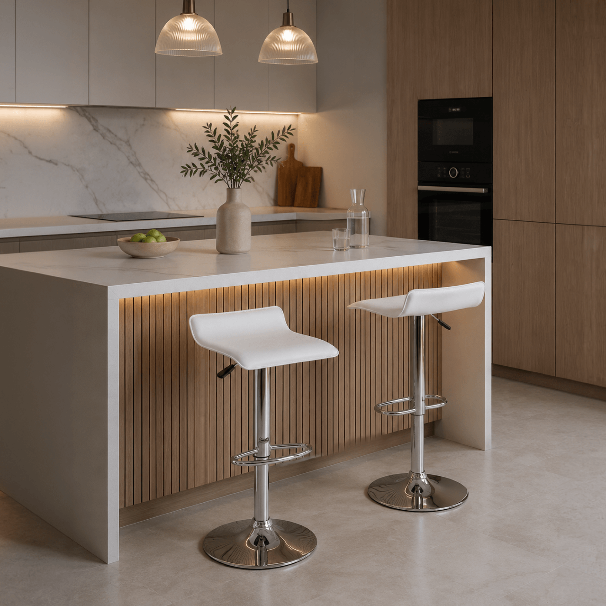 Scaun de bar, piele ecologica alb/crom LARIA 2 NEW — imaginea 8