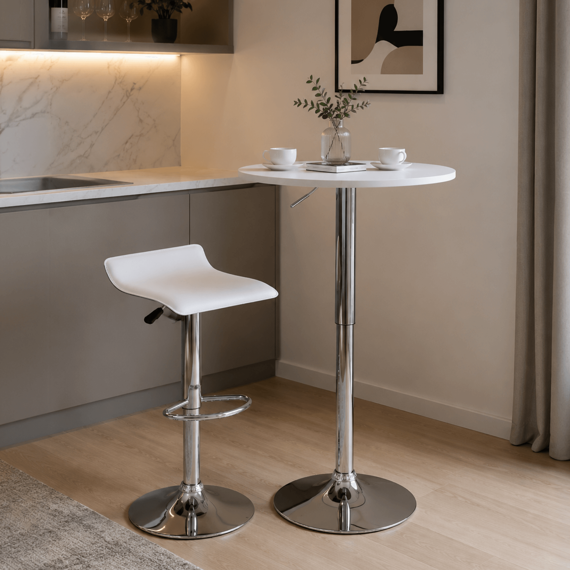 Scaun de bar, piele ecologica alb/crom LARIA 2 NEW — imaginea 9