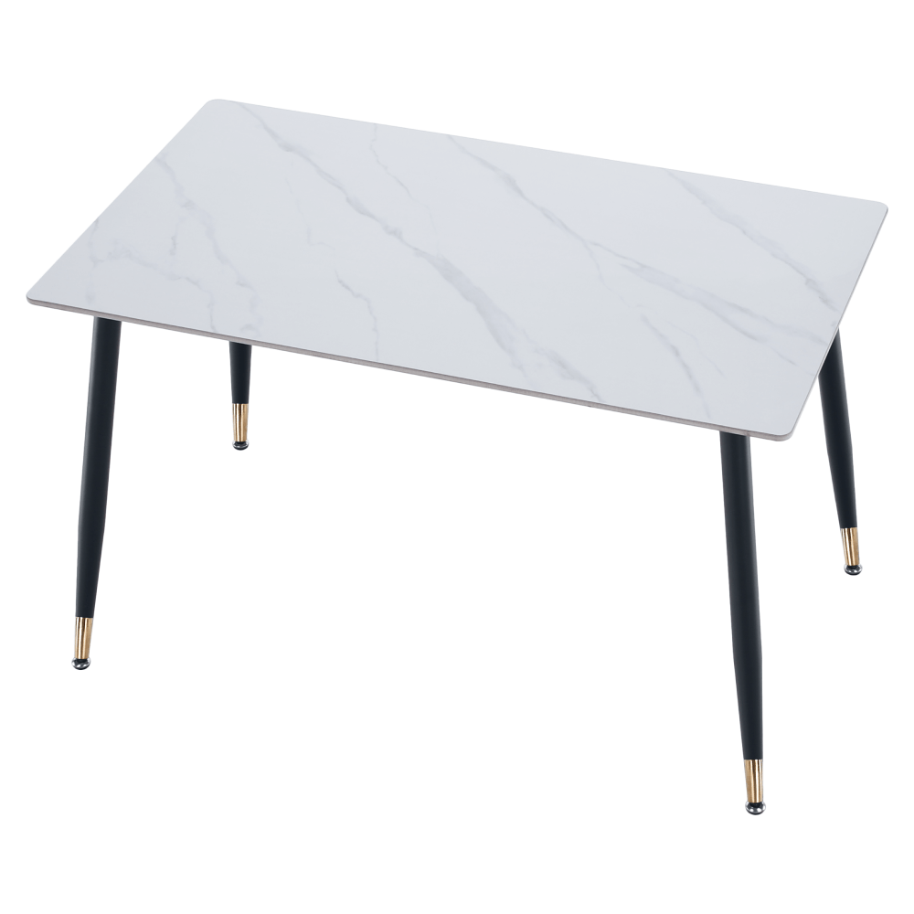 Masa de sufragerie, marmura alba/neagra/aur, 121x71 cm, FLORENC TIP 1 — imaginea 5