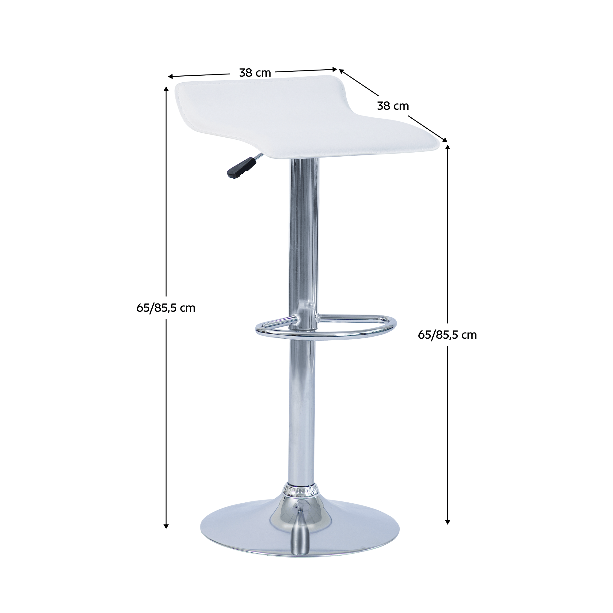 Scaun de bar, piele ecologica alb/crom LARIA 2 NEW — imaginea 10