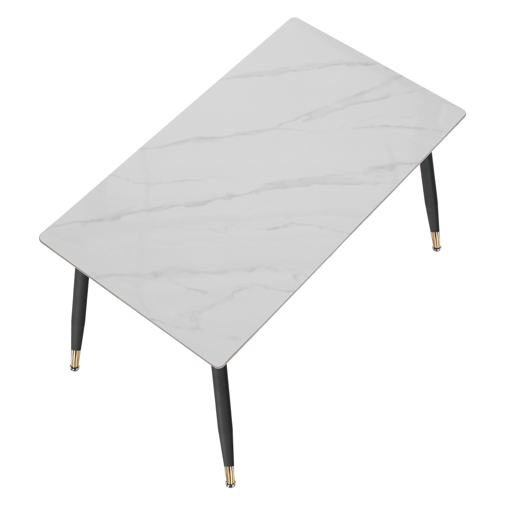 Masa de sufragerie, marmura alba/neagra/aur, 121x71 cm, FLORENC TIP 1 — imaginea 6