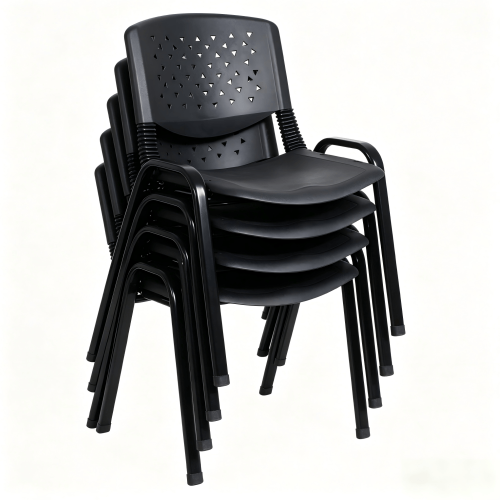 Scaun de conferinte, stivuibil, negru, EFISIO — imaginea 7