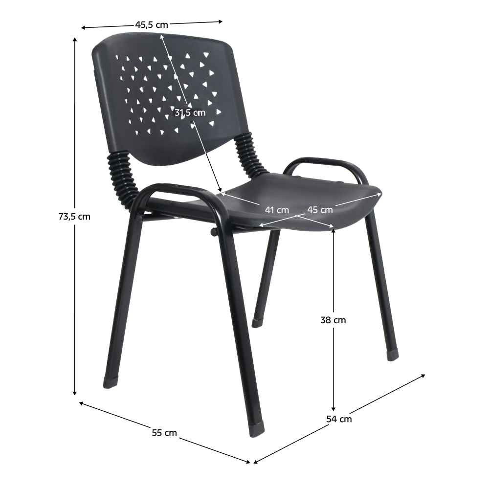 Scaun de conferinte, stivuibil, negru, EFISIO — imaginea 8