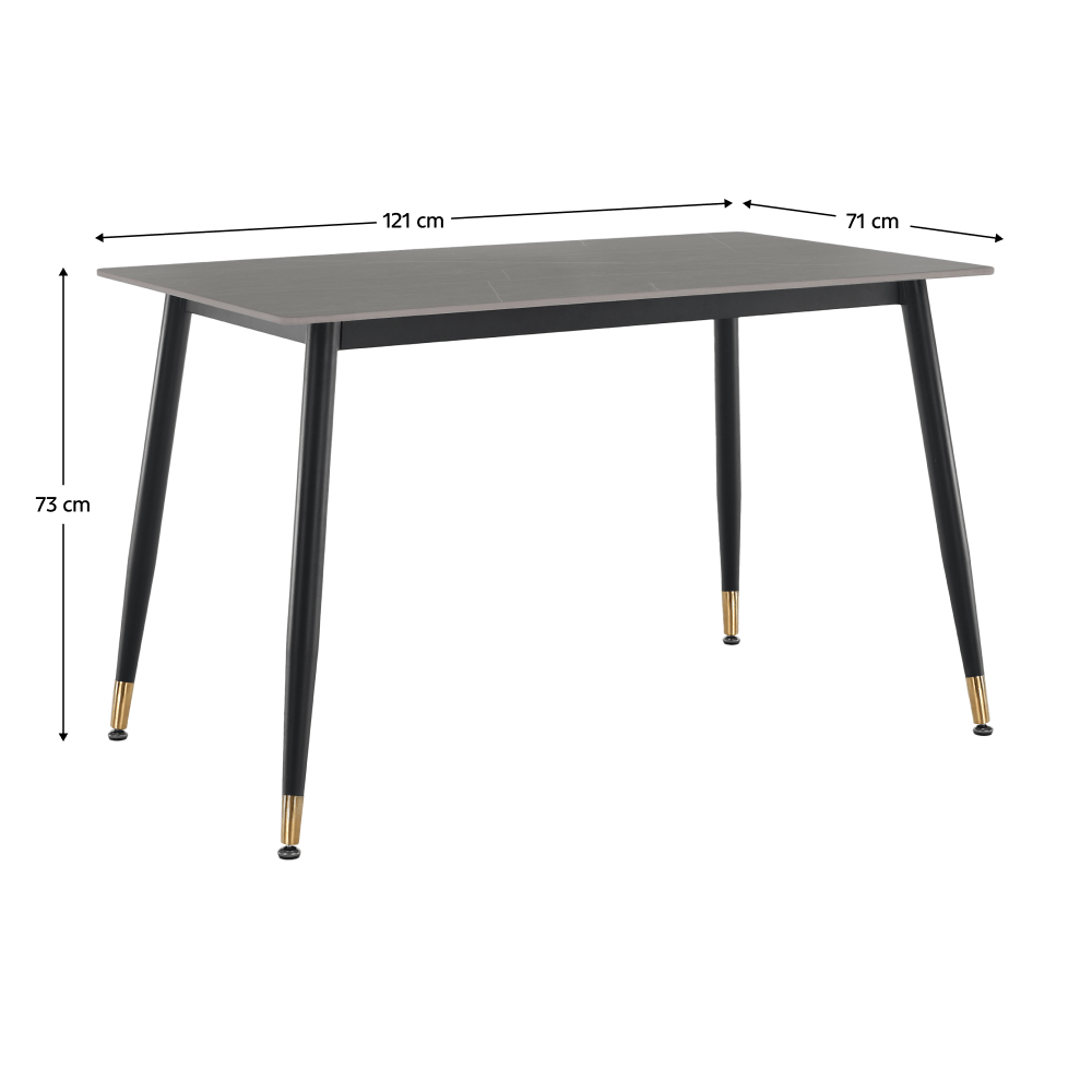 Masa de sufragerie, gri marmura/neagra/aur, 121x71 cm, FLORENC TIP 1 — imaginea 11