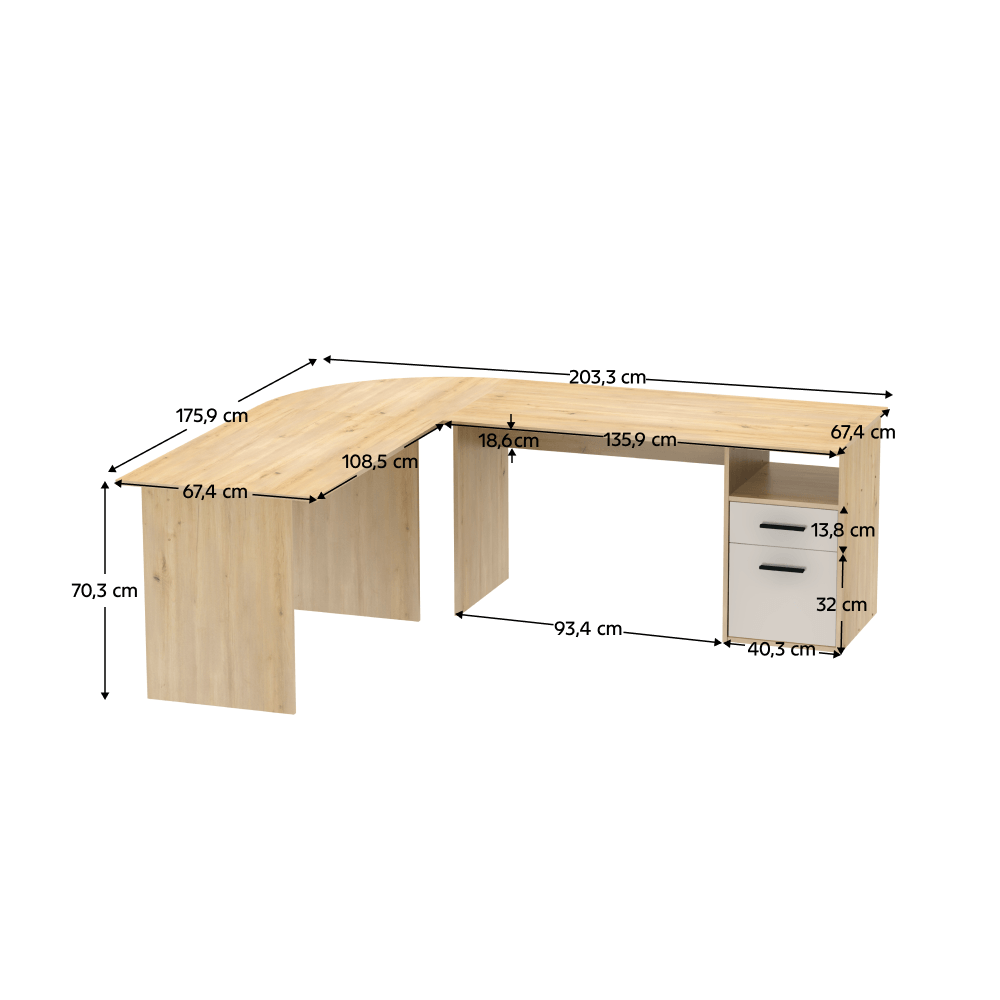 Masa PC de colt, stejar artizan/casmir, MAURUS NEW MA11 — imaginea 4
