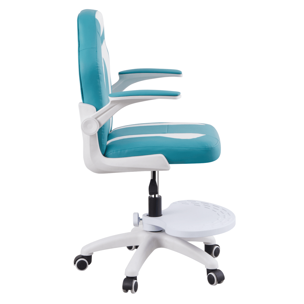 Scaun rotativ cu suport pentru picioare, albastru/alb, RAMIL NEW — imaginea 2