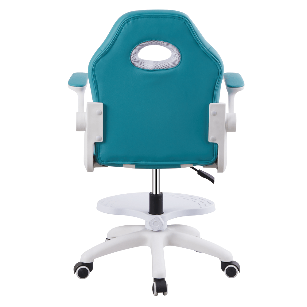 Scaun rotativ cu suport pentru picioare, albastru/alb, RAMIL NEW — imaginea 3