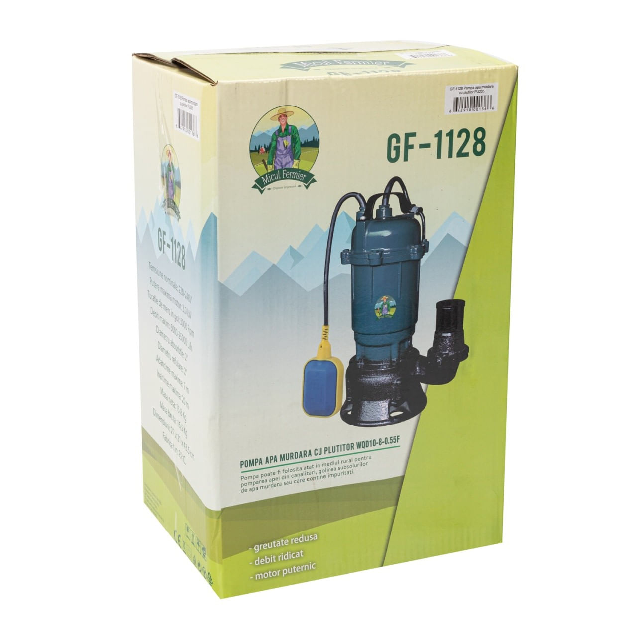 Pompa apa murdara micul fermier, 3 kw, debit maxim 25000 l/h, inaltime maxima de pompare 20 m, corp pompa fonta, cu plut — imaginea 2
