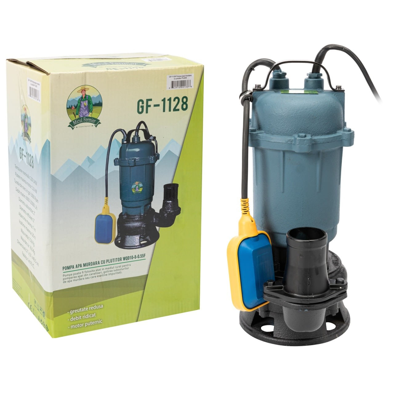 Pompa apa murdara micul fermier, 3 kw, debit maxim 25000 l/h, inaltime maxima de pompare 20 m, corp pompa fonta, cu plut — imaginea 3