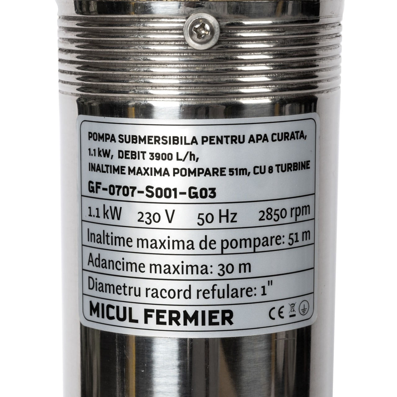 Pompa submersibila micul fermier, 1.1 kw, debit maxim 3900 l/h, inaltime maxima de pompare 51m, 8 turbine — imaginea 3