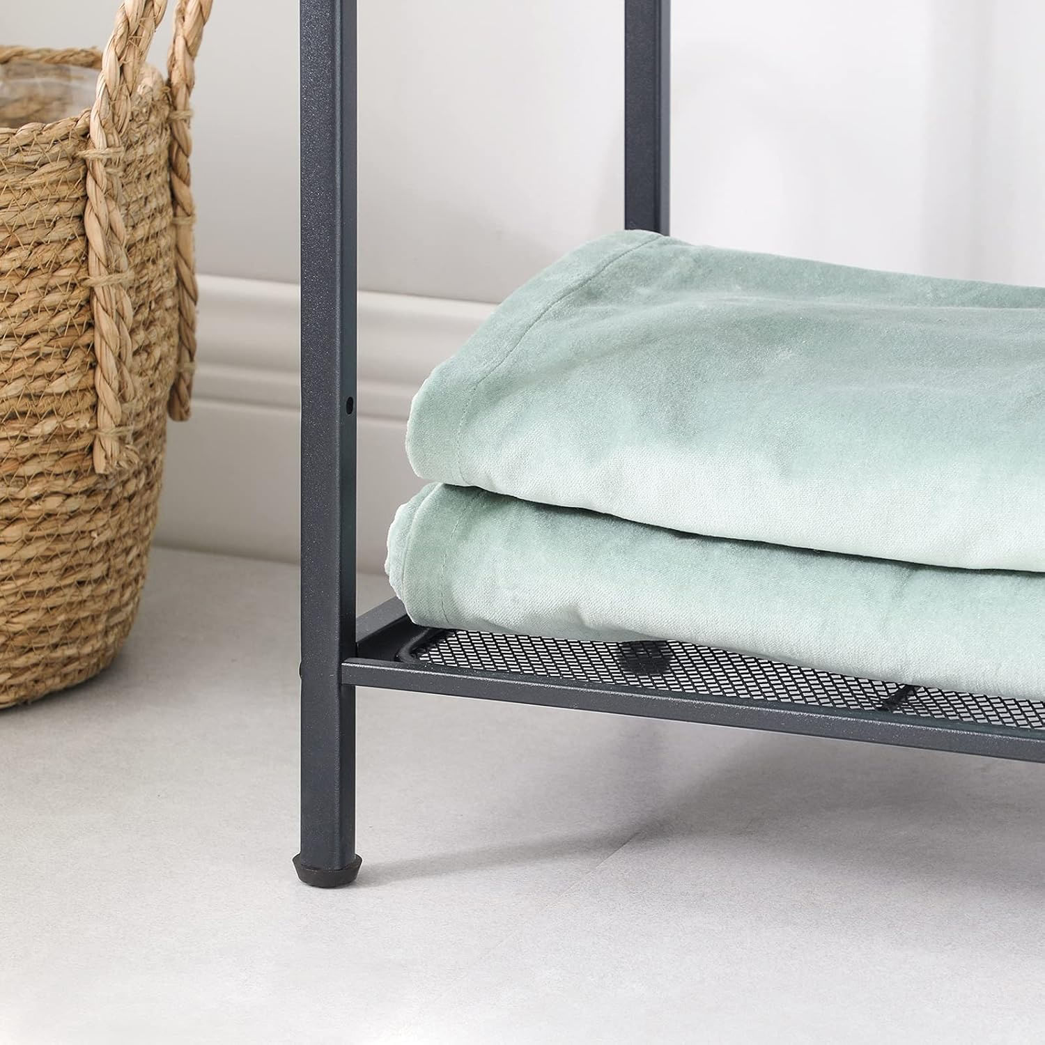 Raft metalic cu 3 niveluri, polite ajustabile, pentru baie sau bucatarie, stil industrial, 38x30x72 cm, negru — imaginea 5