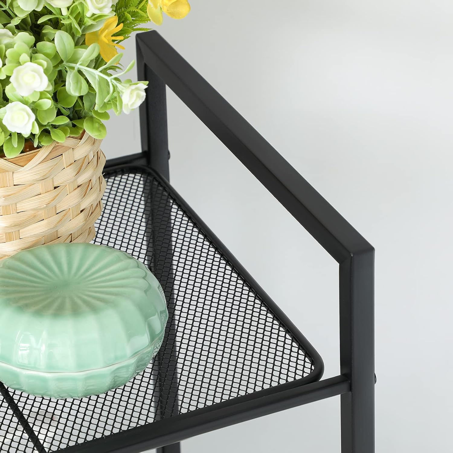 Raft metalic cu 3 niveluri, polite ajustabile, pentru baie sau bucatarie, stil industrial, 38x30x72 cm, negru — imaginea 8