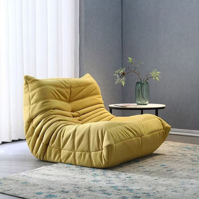 Fotoliu tip Puf, Interior din Spuma, Ergonomic, 80 x 100 x 70 cm, Galben-Mustar — imaginea 2