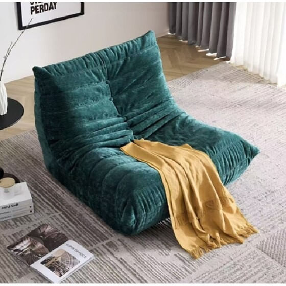 Fotoliu tip Puf, Interior din Spuma, Ergonomic, 80 x 100 x 70 cm, Verde — imaginea 2