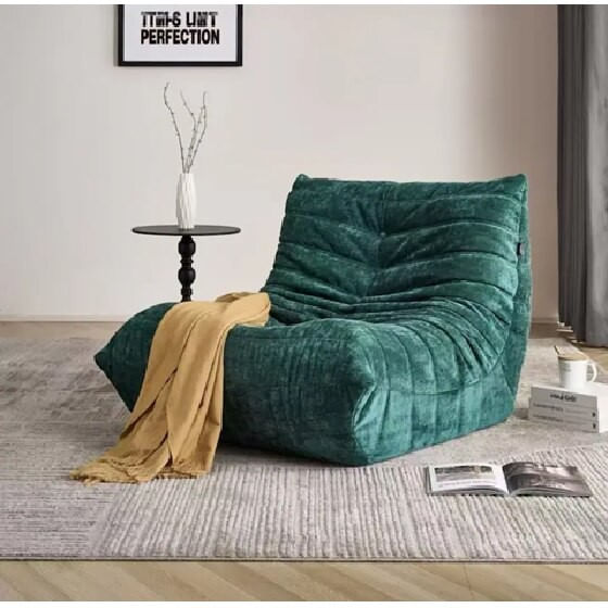 Fotoliu tip Puf, Interior din Spuma, Ergonomic, 80 x 100 x 70 cm, Verde — imaginea 3