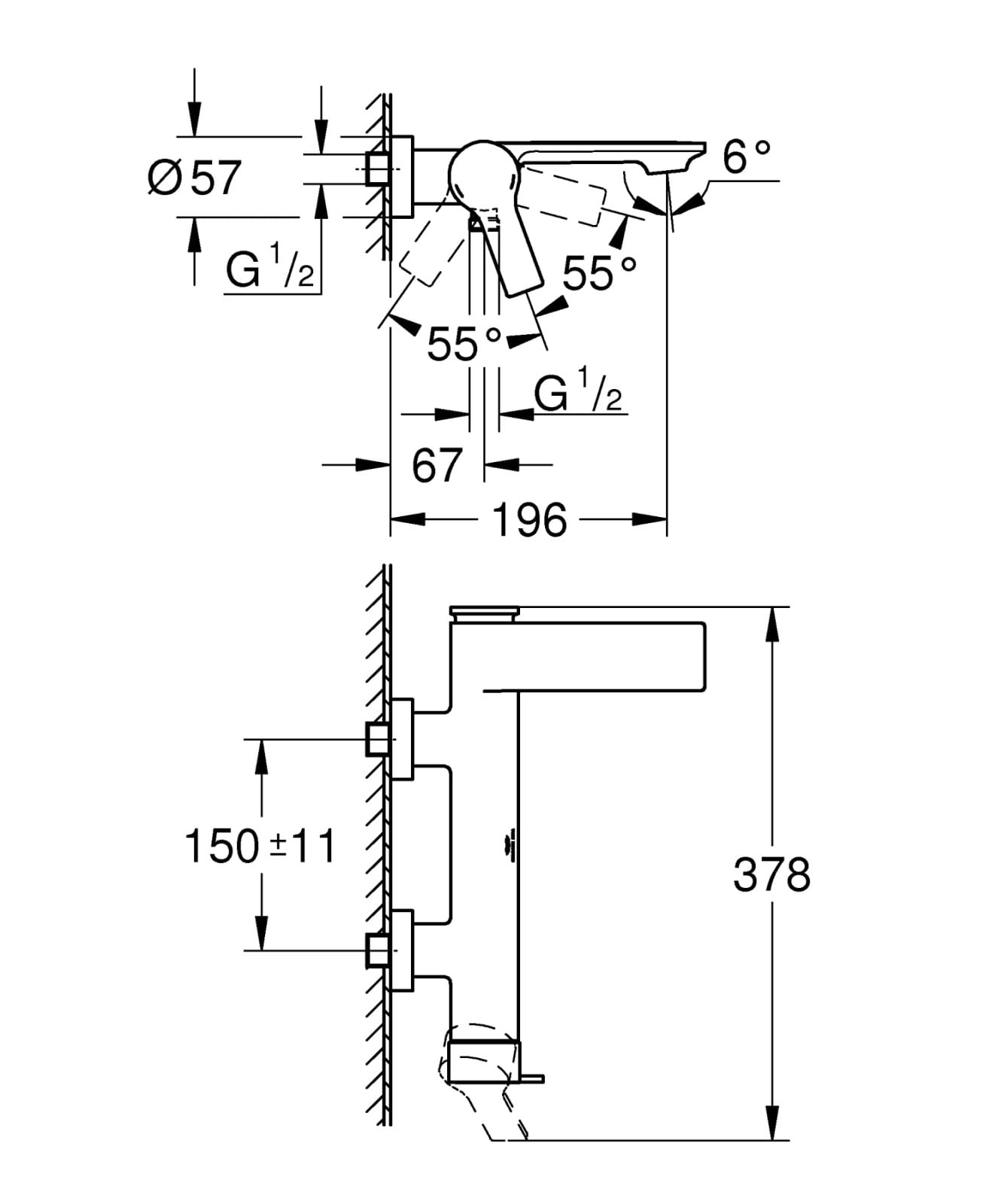 Baterie cada Grohe 32826DL1, Allure, aparenta, diverter, mat, cupru — imaginea 6