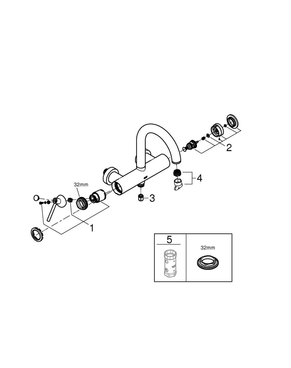 Baterie cada Grohe Atrio 32652AL3, 1/2'', aparenta, diverter, mat, grafit — imaginea 3