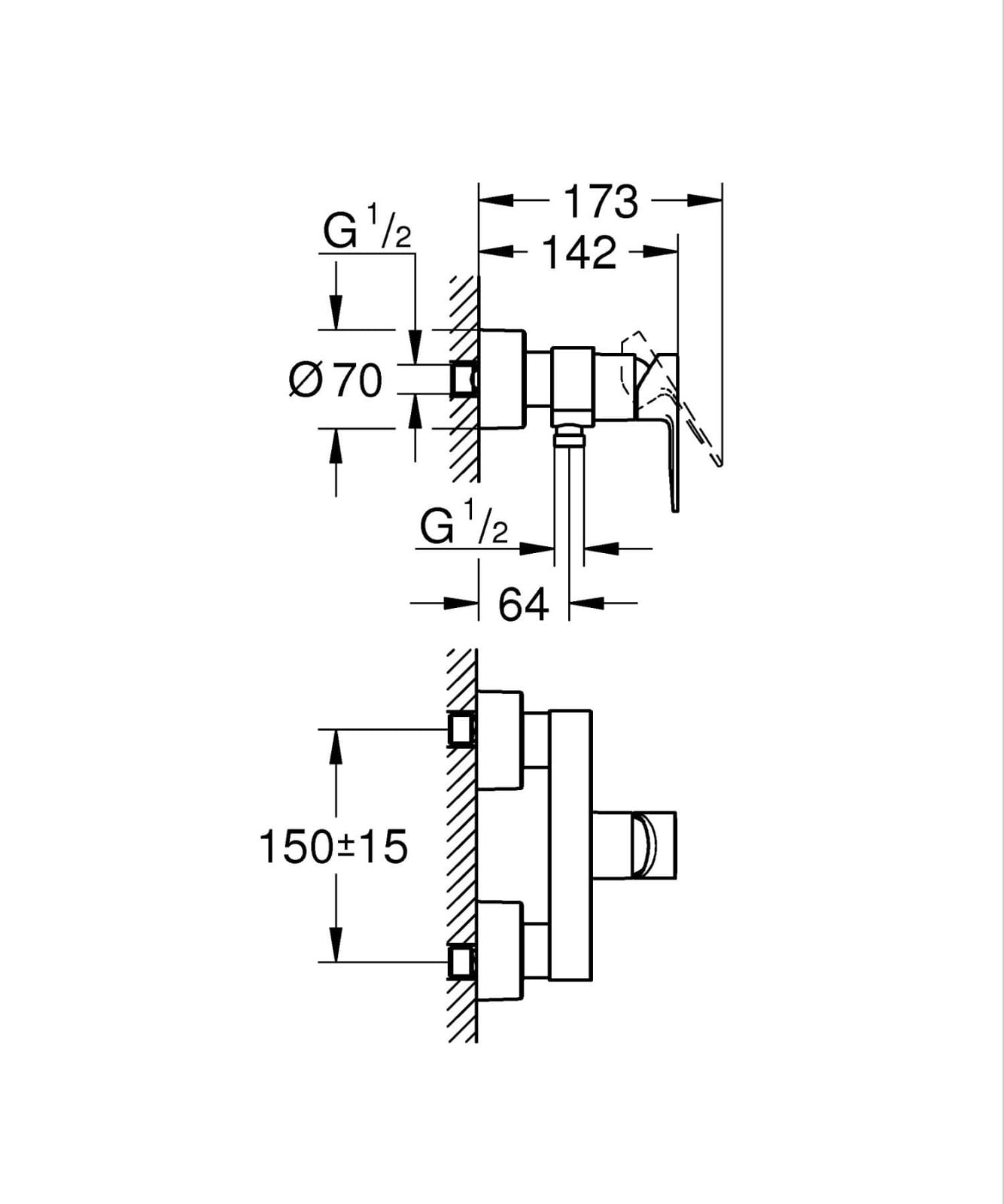 Baterie de dus Grohe 33865GN1, Lineare, aparenta, mat, auriu — imaginea 5