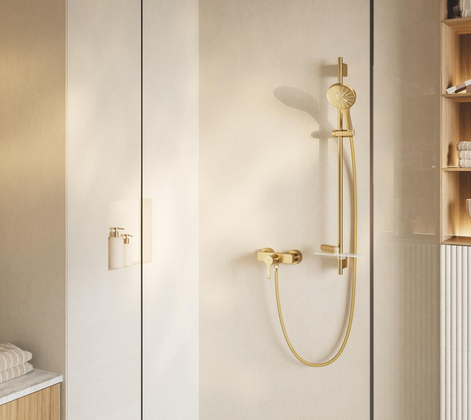 Baterie de dus Grohe 33865GN1, Lineare, aparenta, mat, auriu — imaginea 8