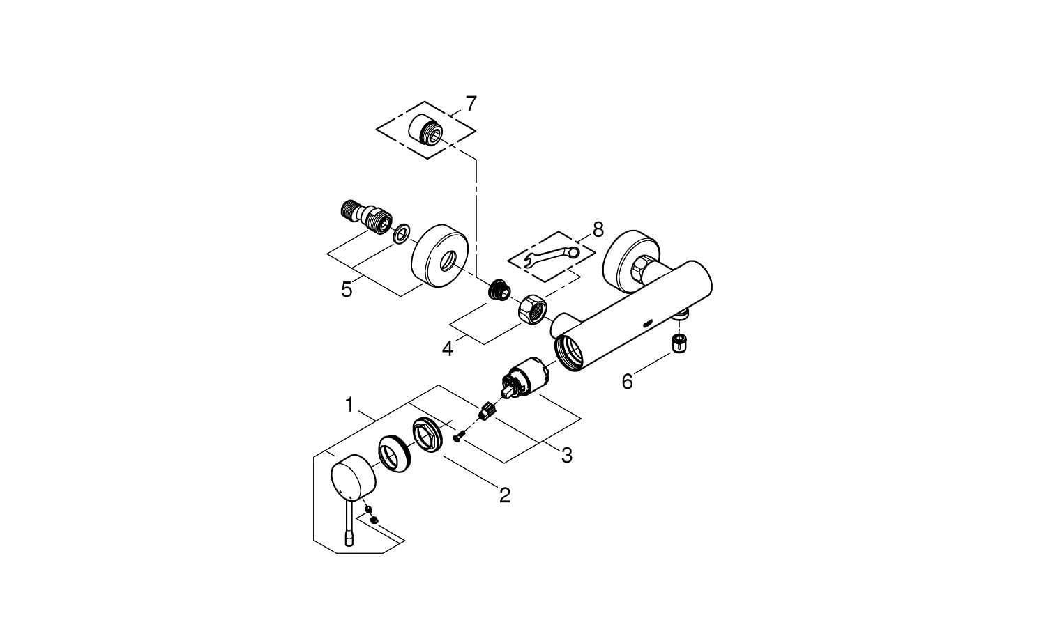 Baterie dus Grohe 25252DA1, Essence, 1/2'', aparenta, lucios, cupru — imaginea 2