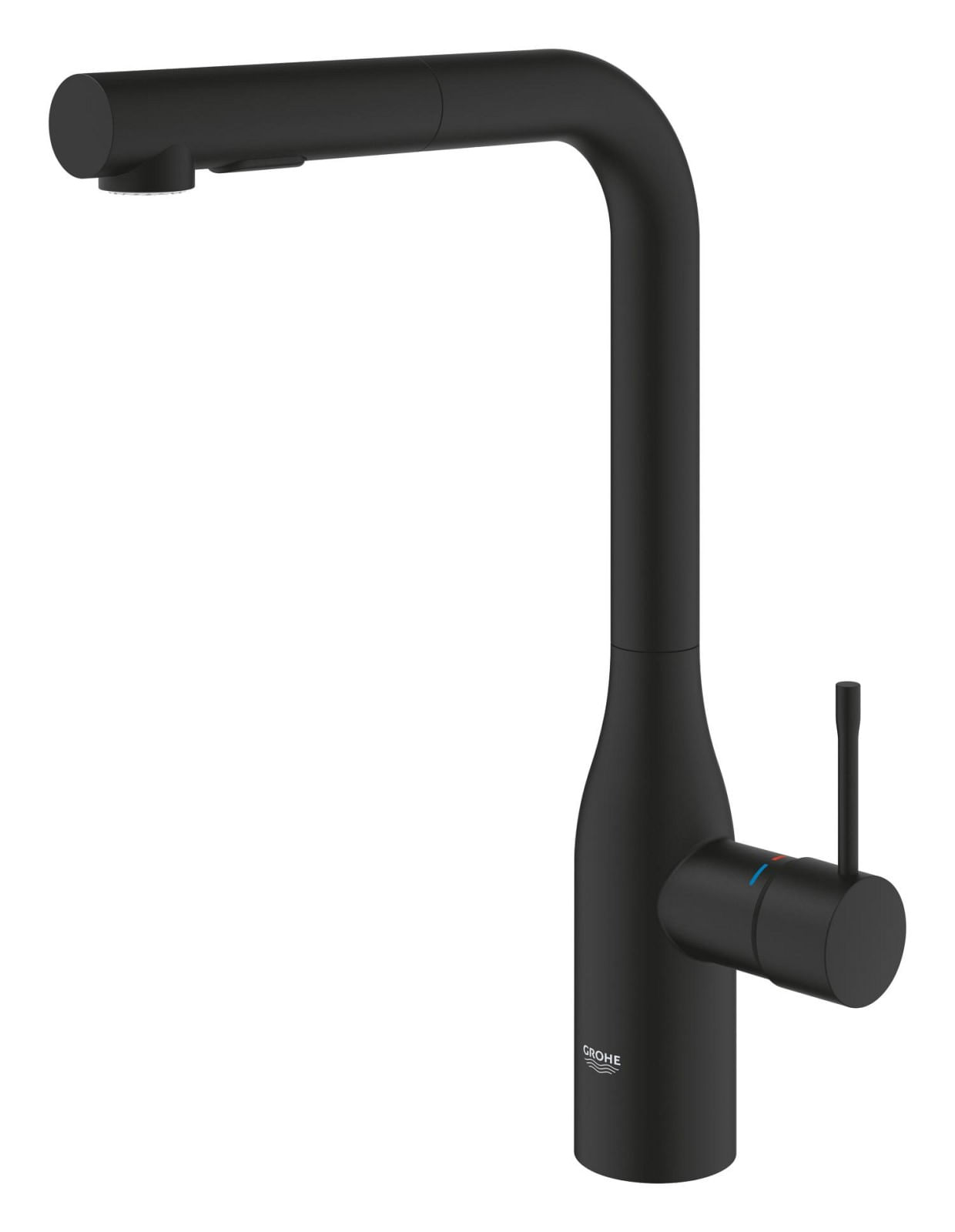Baterie bucatarie Grohe 30432KF0, Accent, inalta, tip L, dus, mat, negru — imaginea 3