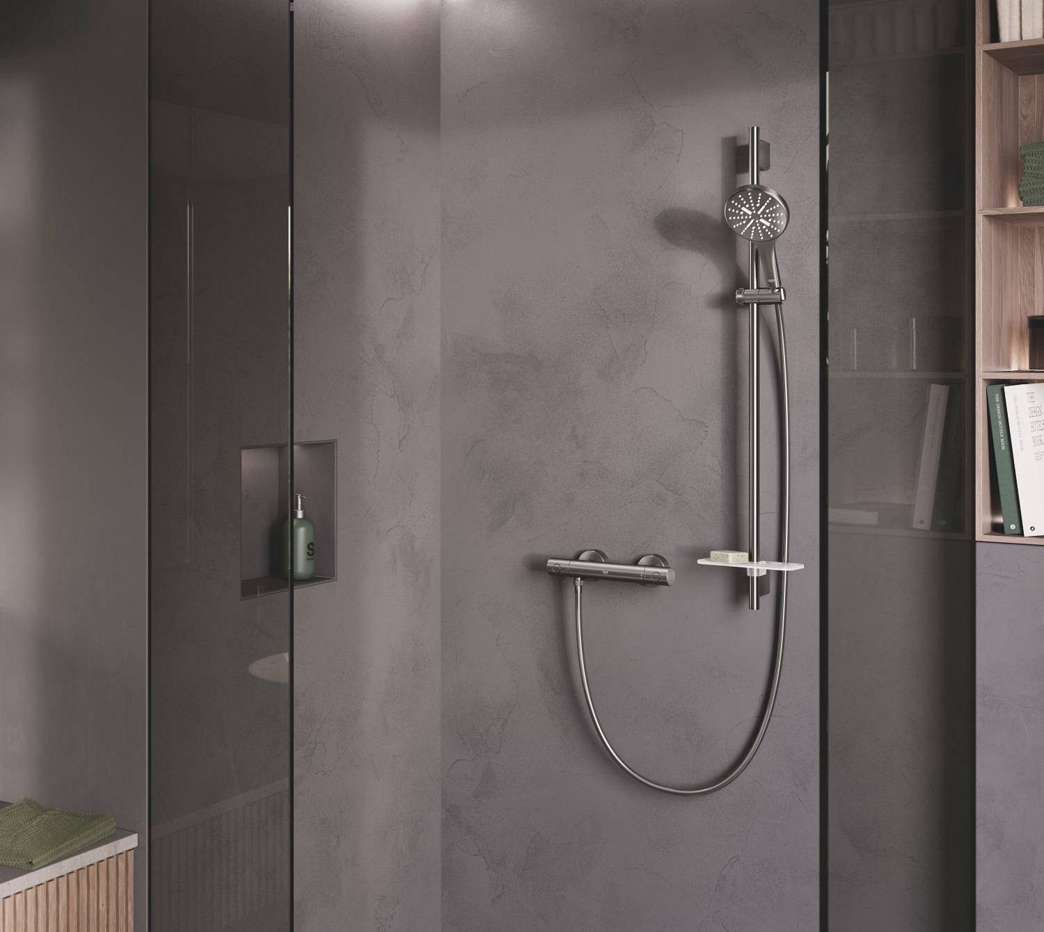 Baterie dus Grohe 34765AL0, Grohtherm 800, aparenta, termostat, mat, grafit — imaginea 7