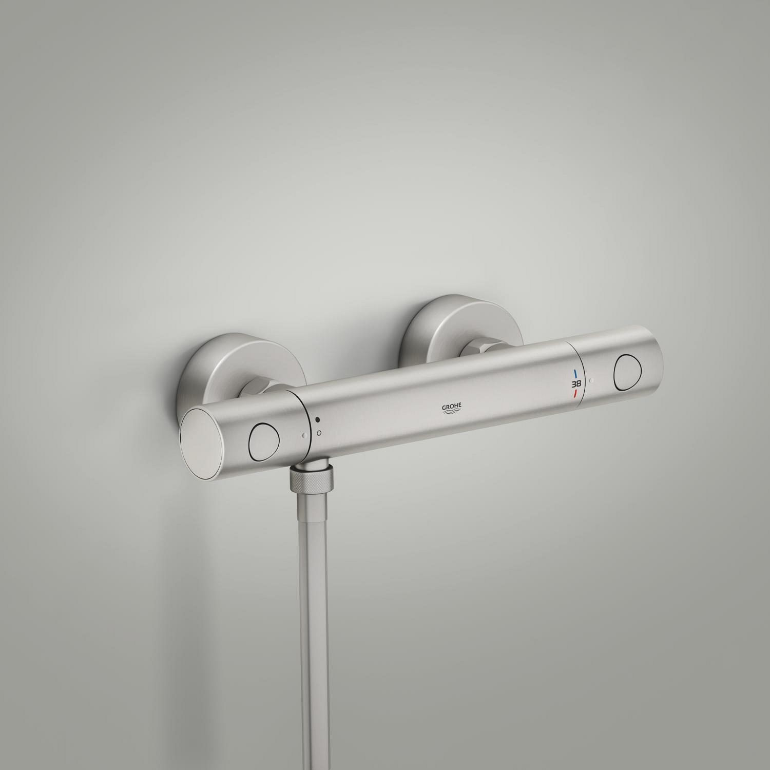 Baterie dus Grohe 34765DC0, Grohtherm 800, aparenta, termostat, mat, otel satinat — imaginea 4
