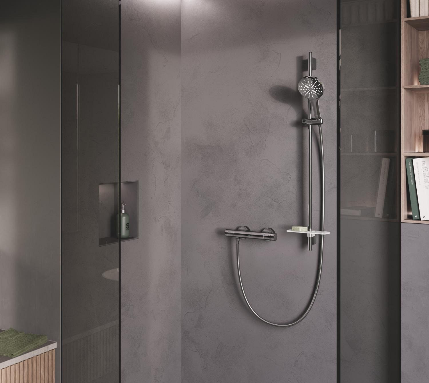 Baterie dus Grohe 34765A00, Grohtherm 800, aparenta, termostat, lucios, grafit — imaginea 10
