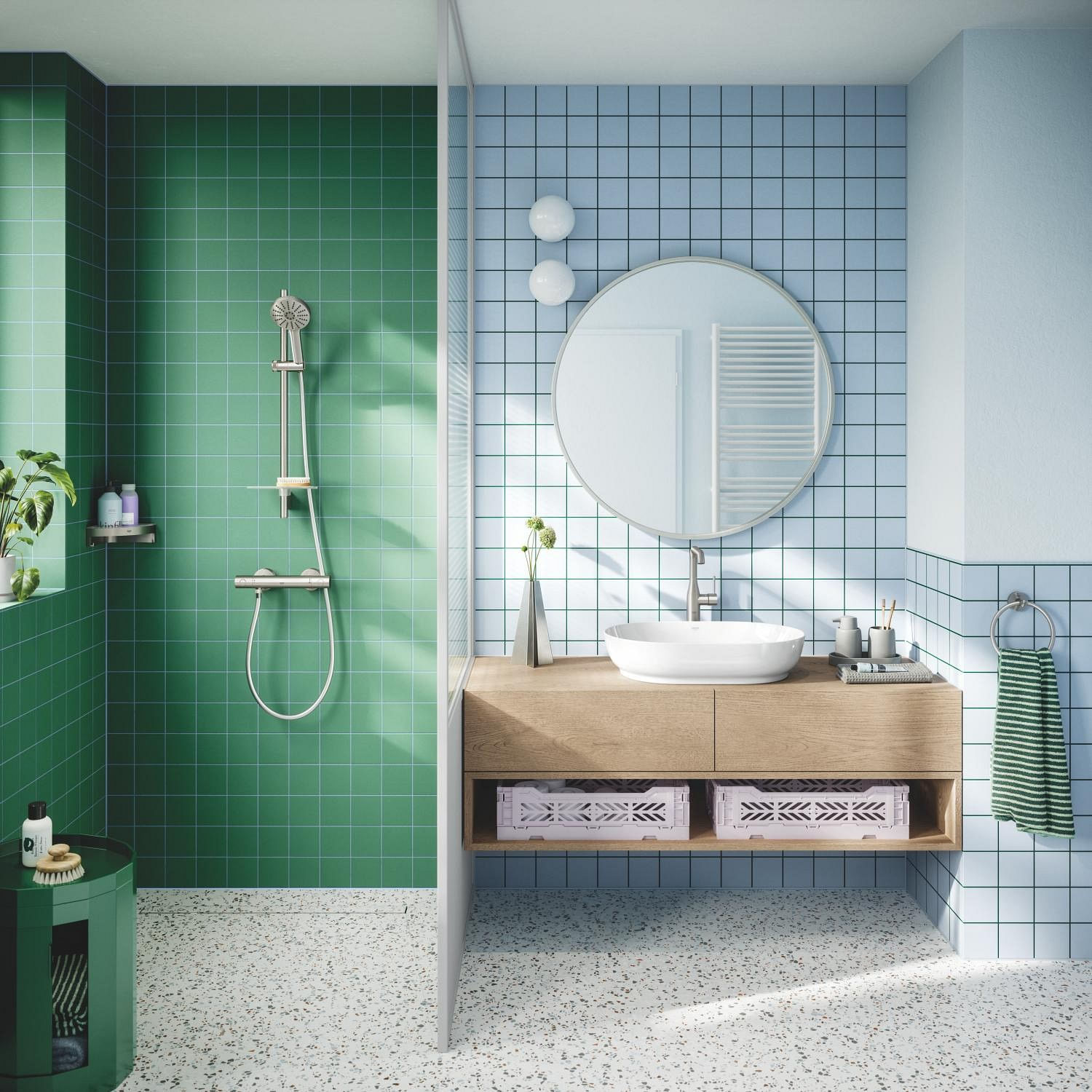 Baterie dus Grohe 34765DC0, Grohtherm 800, aparenta, termostat, mat, otel satinat — imaginea 10