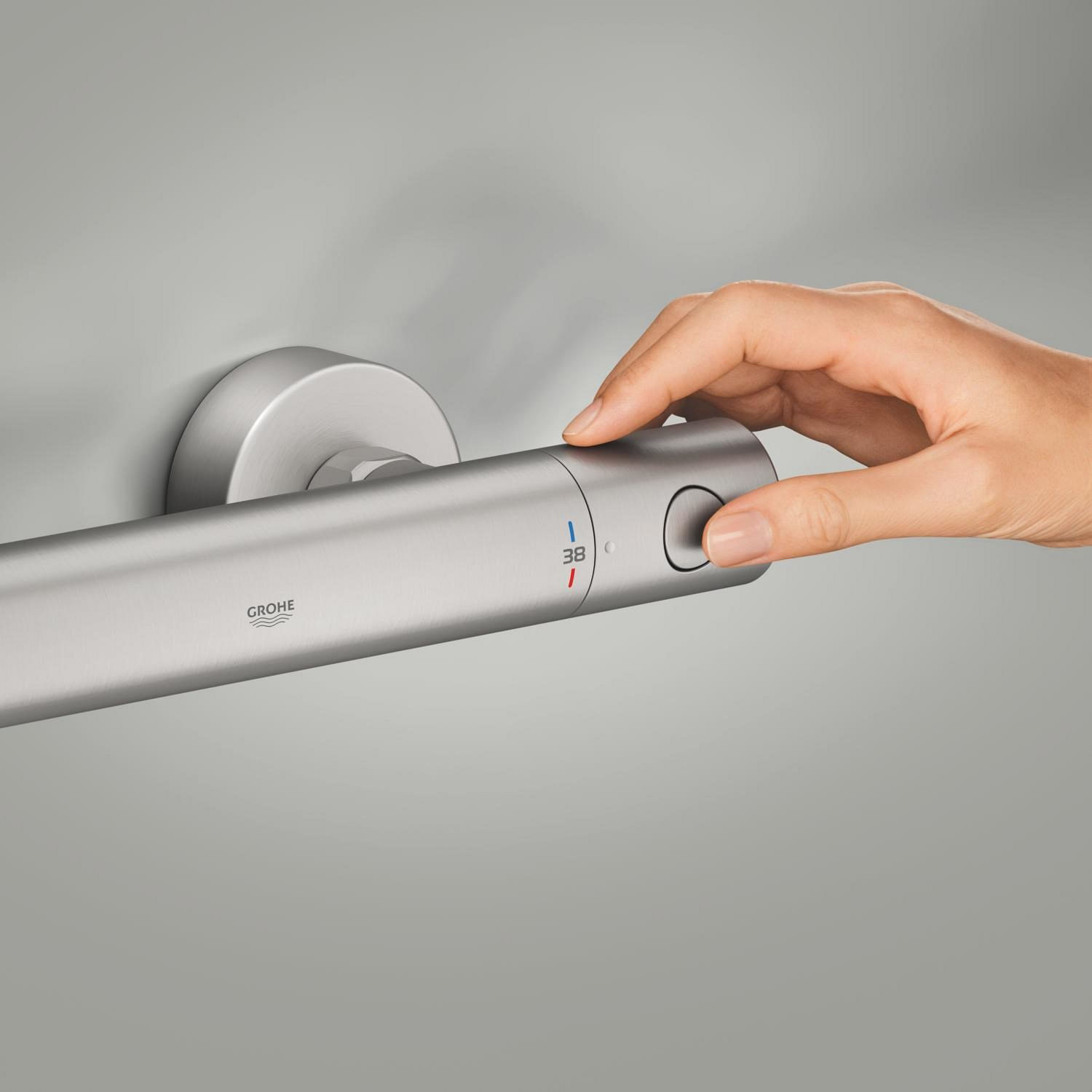 Baterie dus Grohe 34765DC0, Grohtherm 800, aparenta, termostat, mat, otel satinat — imaginea 11