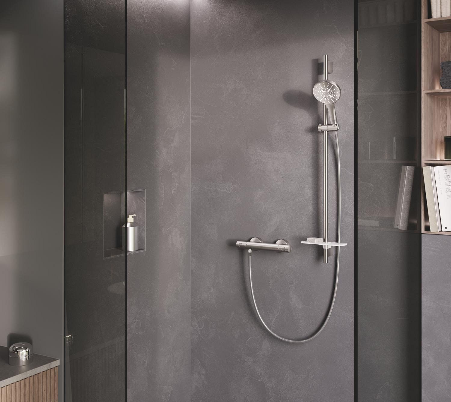 Baterie dus Grohe 34765DC0, Grohtherm 800, aparenta, termostat, mat, otel satinat — imaginea 12