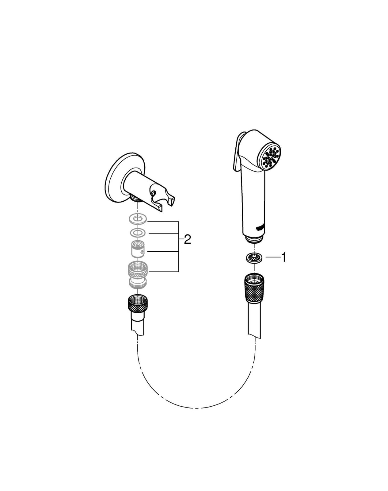 Set dus igienic Grohe 27513DC1, Tempesta-F, 1/2'', 1 functie, suport, furtun, mat, otel satinat — imaginea 4