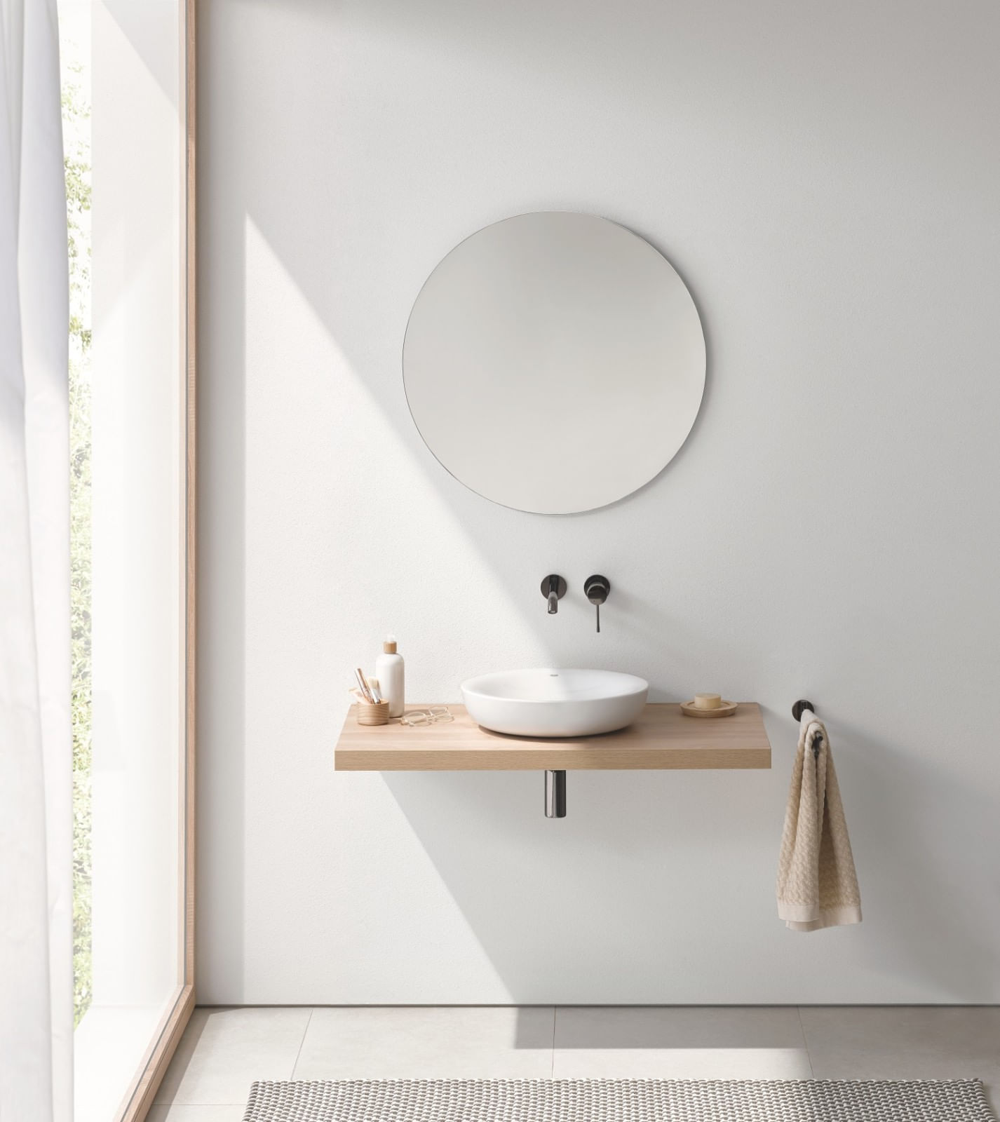 Baterie lavoar Grohe 19967A01, Essence, pe perete, 230 mm, necesita valva, lucios, grafit — imaginea 3