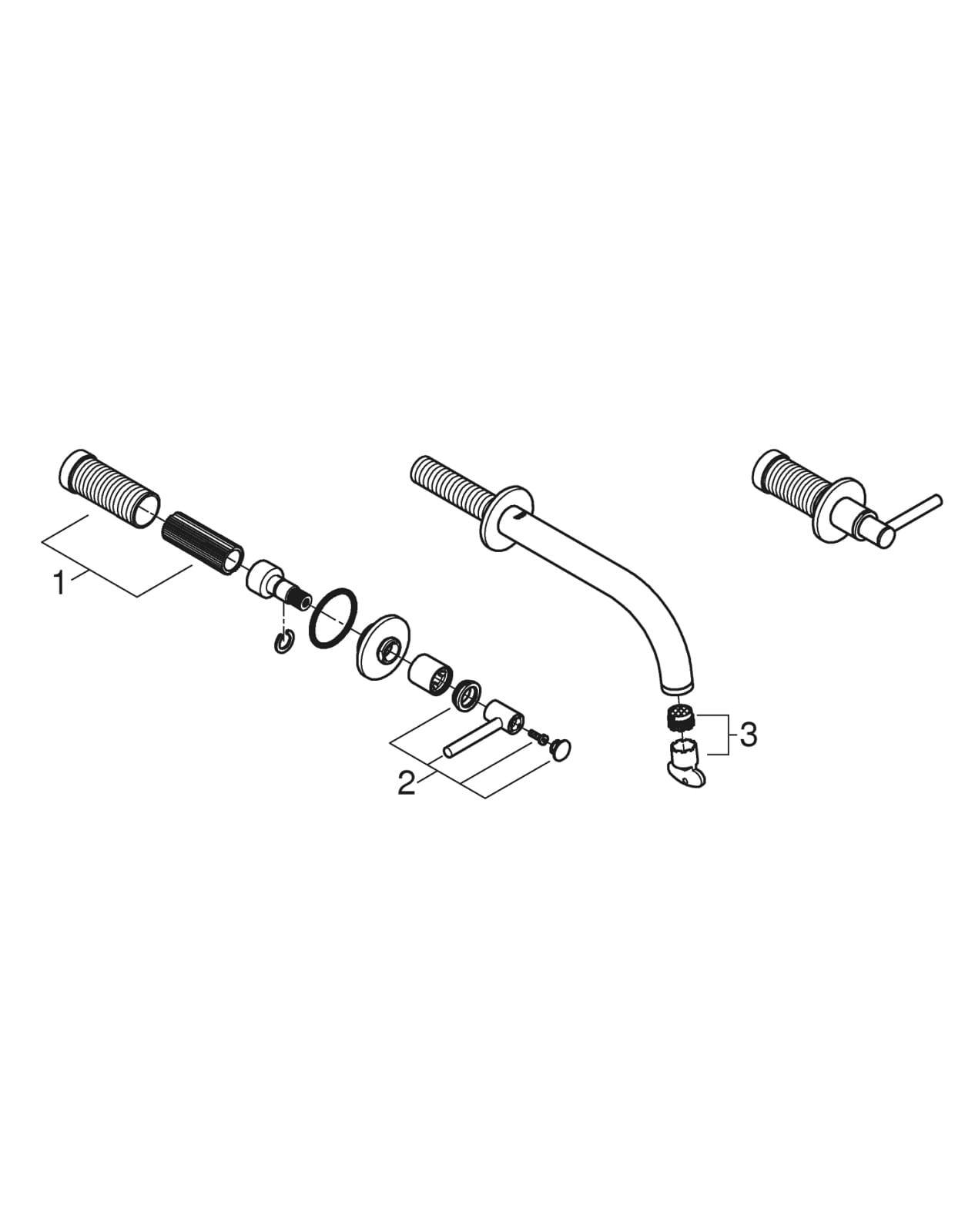 Baterie lavoar Grohe 20169AL3, Atrio, 1/2", L, pe perete, dubla comanda, mat, grafit — imaginea 4