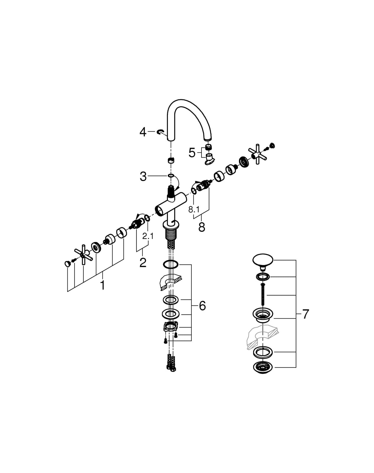 Baterie lavoar Grohe 21019AL3, Atrio, 3/8'', L, 303 mm, ventil, lucios, grafit — imaginea 4