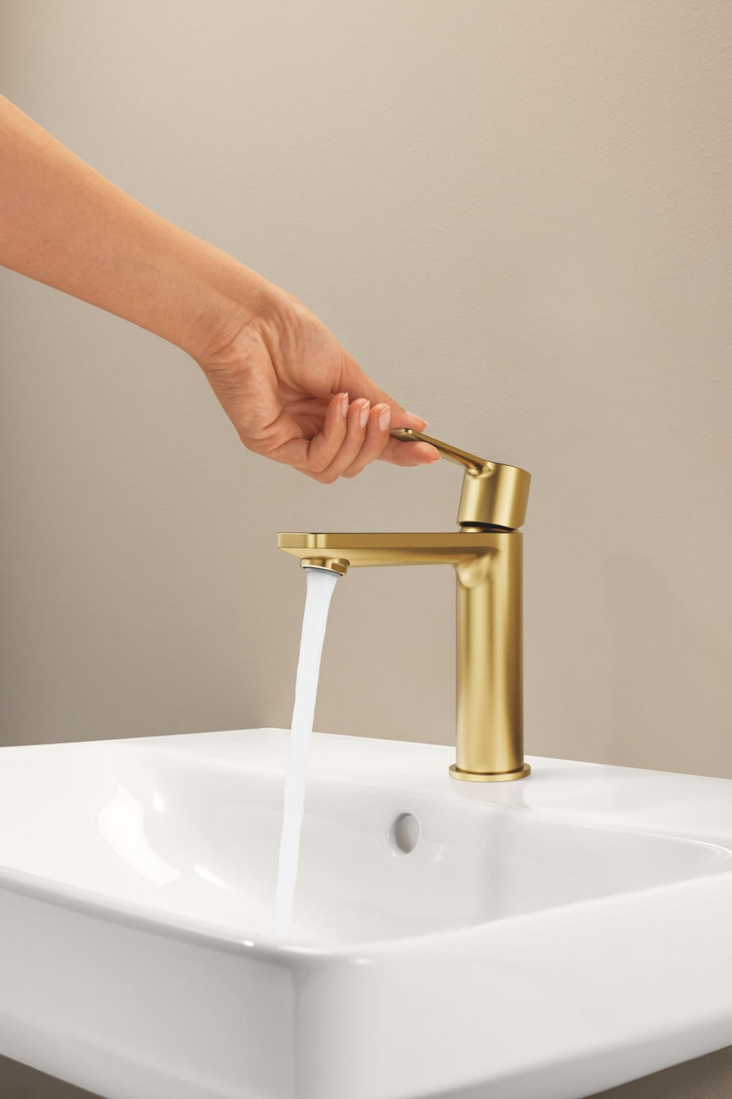 Baterie lavoar Grohe 23106GN1, Lineare, M, 180 mm, ventil, mat, auriu — imaginea 10