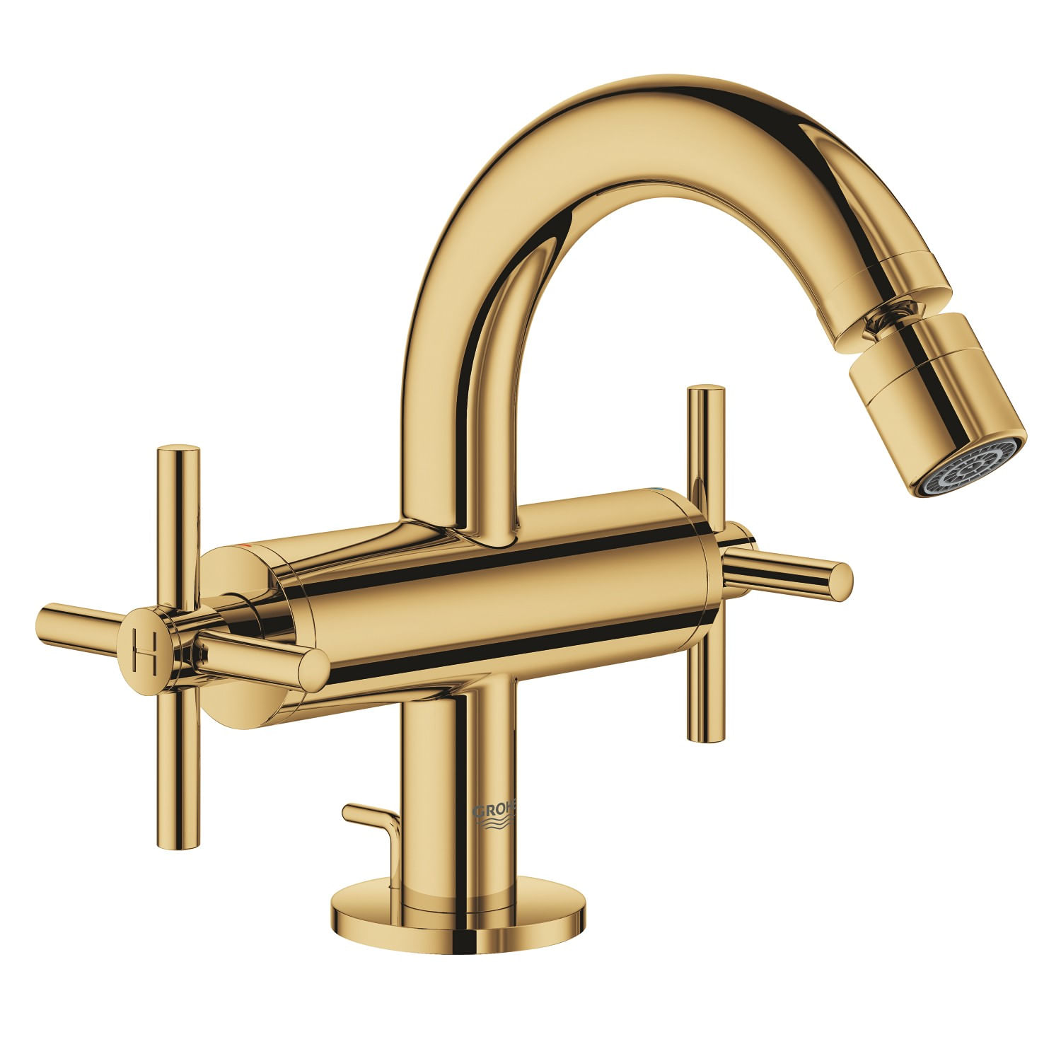 Baterie bideu Atrio Grohe 24027GL3, 3/8'', 167 mm, dubla comanda, ventil cu tija, lucios, auriu — imaginea 3