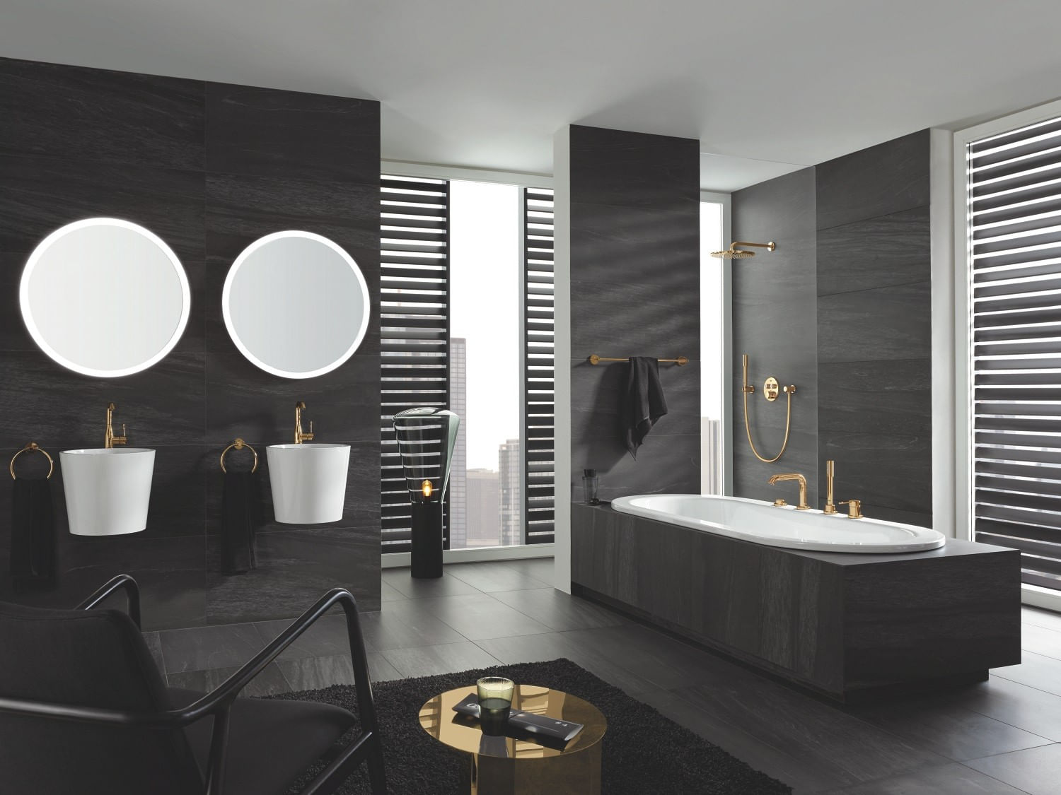 Baterie lavoar Grohe 24174GL1, Essence, 3/8'', marimea L, pivotanta, ventil cu tija, lucios, auriu — imaginea 5