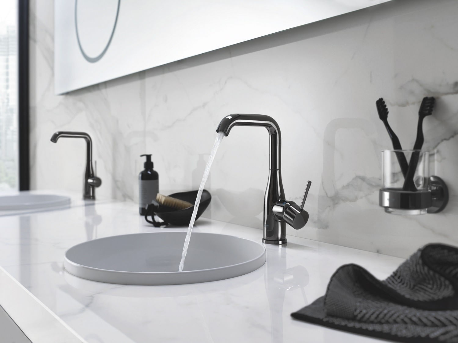 Baterie lavoar Grohe 24174A01, Essence, 3/8'', L, 244 mm, ventil, lucios, grafit — imaginea 6