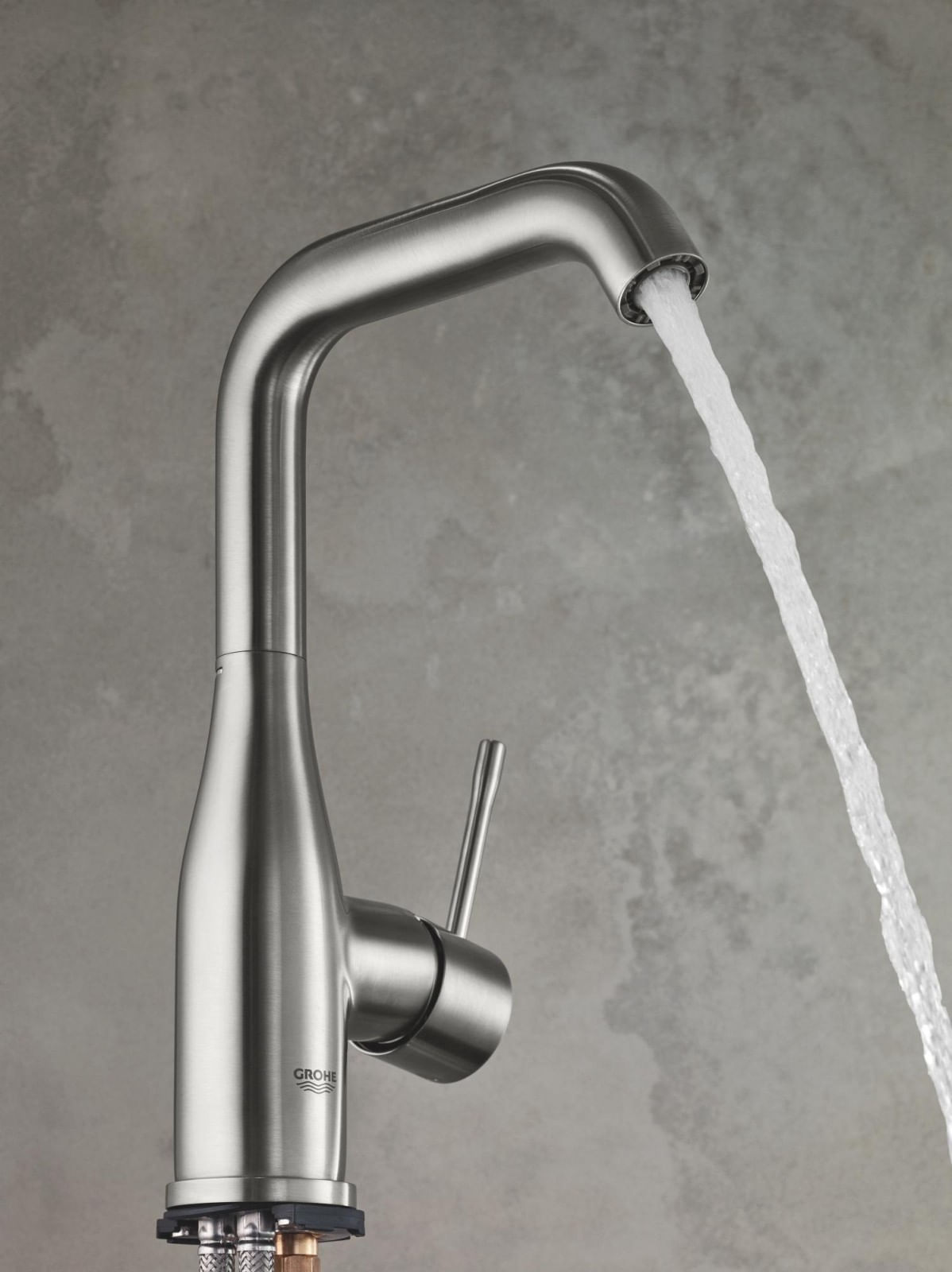 Baterie lavoar Grohe 24174DC1, Essence, L, 244 mm, ventil, mat, otel satinat — imaginea 5