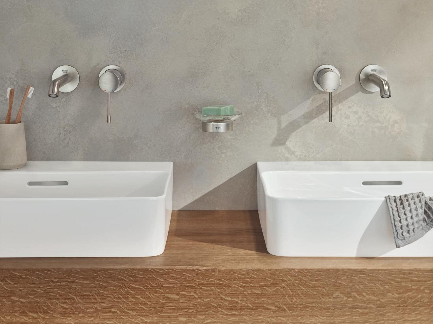 Baterie lavoar Grohe 29192DC1, Essence, pe perete, 183 mm, necesita valva, mat, otel satinat — imaginea 6
