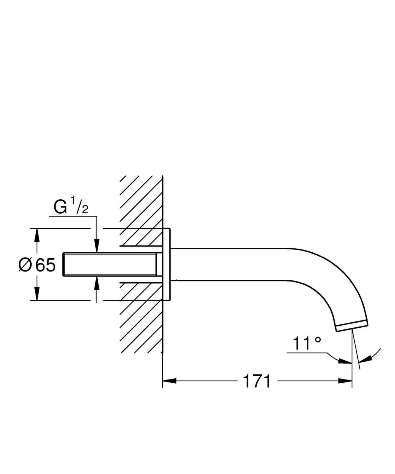 Pipa cada Grohe 13139DA3, Atrio, 1/2'', 171 mm, lucios, cupru — imaginea 2