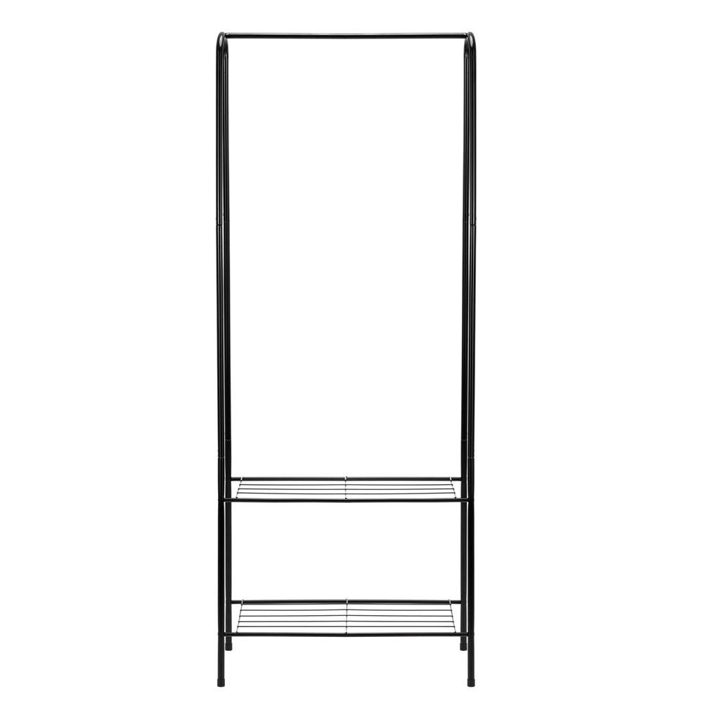 Suport metalic pentru haine cu bara si 2 rafturi, structura otel, 60x34x150 cm, negru — imaginea 6