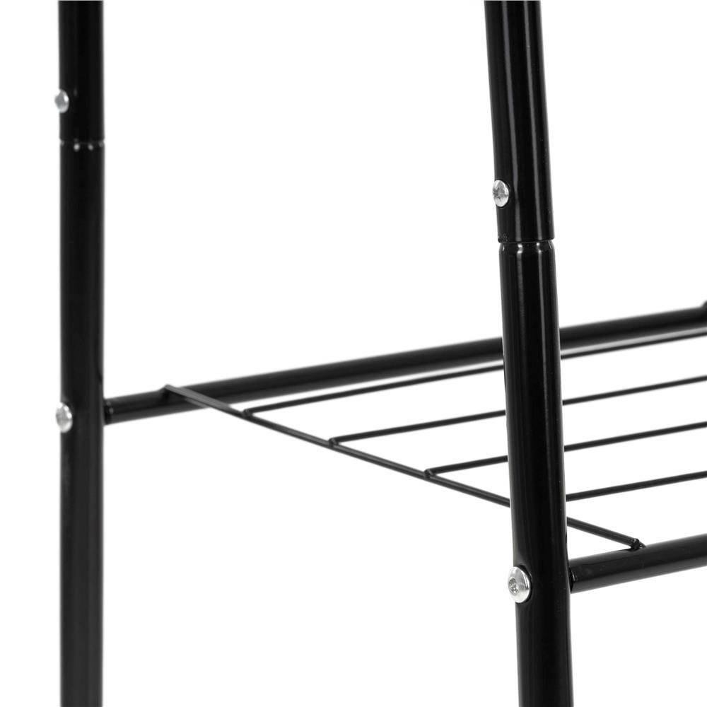 Suport metalic pentru haine cu bara si 2 rafturi, structura otel, 60x34x150 cm, negru — imaginea 13